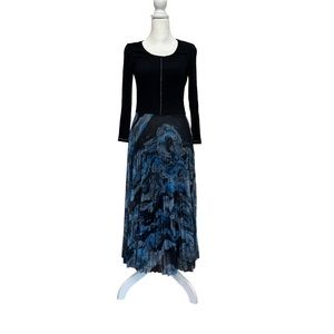 Desigual Blue and Black Scoop Neck Midi Dress